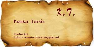 Komka Teréz névjegykártya